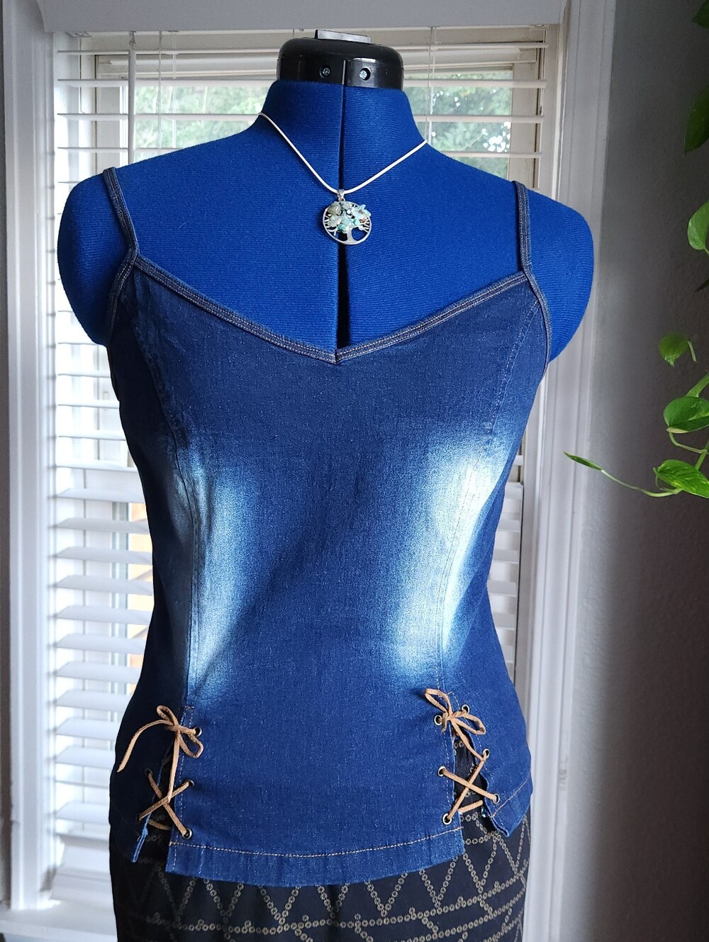 MOA USA Y2K Stretch Denim Lace Up Corset-style Top size XL
